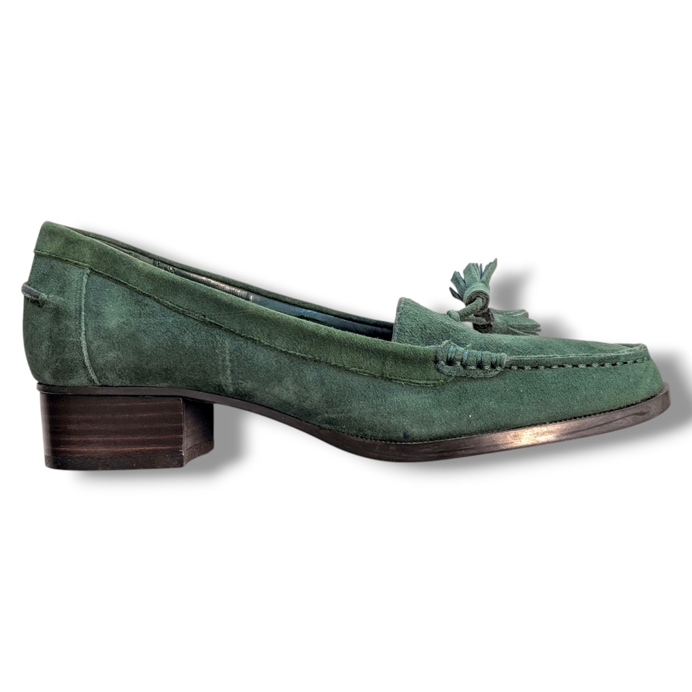 Lauren Ralph Lauren Women's Vintage Green Suede Tassel Loafers, Size 7 - Picture 7 of 10